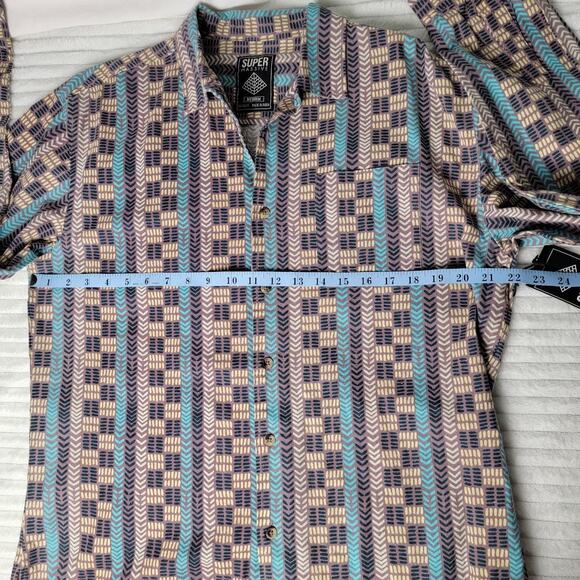 Super Massive Men’s M Shirt NWT Fall Earthy Geometric Print Boho Indie Cotton - Picture 7 of 9